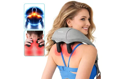 Bezdrátový masážní přístroj na krk s vyhříváním - Shiatsu 22,2 W