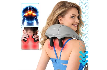 Bezdrátový masážní přístroj na krk s vyhříváním - Shiatsu 22,2 W