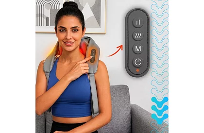 Bezdrátový masážní přístroj na krk s vyhříváním - Shiatsu 22,2 W