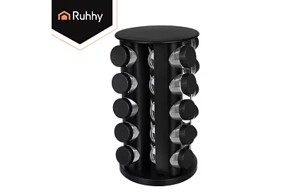 Otočný stojan na kořenky + Sada 20 dóz na koření