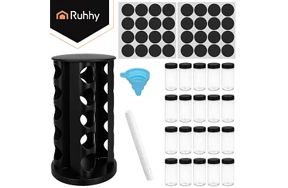 Otočný stojan na kořenky + Sada 20 dóz na koření