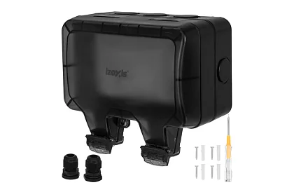 Vodotěsná venkovní dvojitá zásuvka s klapkou - IP66, 230V, 16A