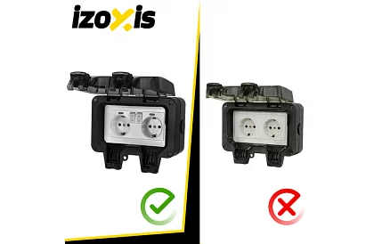 Vodotěsná venkovní dvojitá zásuvka s klapkou - IP66, 230V, 16A