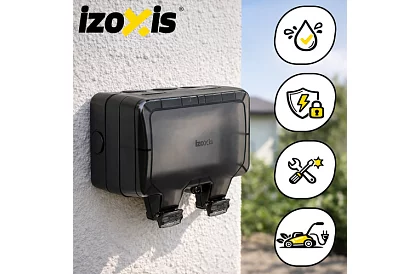 Vodotěsná venkovní dvojitá zásuvka s klapkou - IP66, 230V, 16A