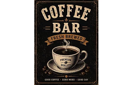 Coffee bar - obraz - Retro káva bar sign 07
