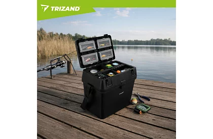 Rybářský box 2 v 1 – 38 × 34 × 21 cm organizér a židlička