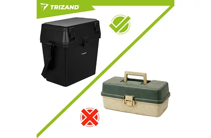 Rybářský box 2 v 1 – 38 × 34 × 21 cm organizér a židlička