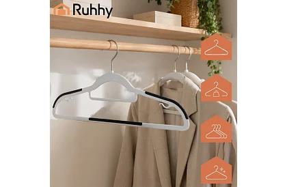 Protiskluzová šedá ramínka na oblečení 20 ks