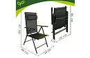 Skládací černé zahradní židle s područkami a opěrkou – 2 kusy