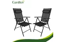 Skládací černé zahradní židle s područkami a opěrkou – 2 kusy