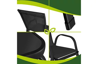 Zahradní nábytek pohovka, 2 křesla, stůl – černý