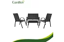 Zahradní nábytek pohovka, 2 křesla, stůl – černý