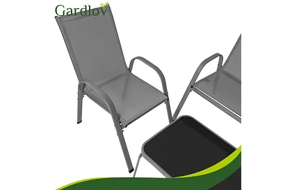 Zahradní nábytek pohovka, 2 křesla, stůl – šedý