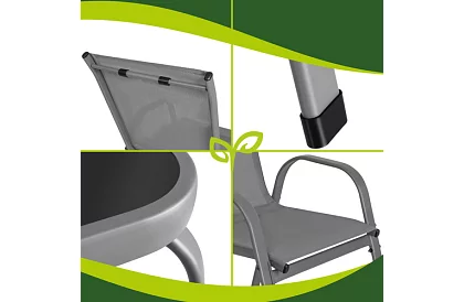 Zahradní nábytek pohovka, 2 křesla, stůl – šedý