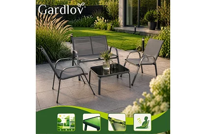 Zahradní nábytek pohovka, 2 křesla, stůl – šedý
