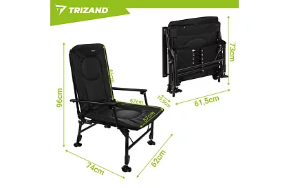 Rybářské skládací nastavitelné křeslo s područkami