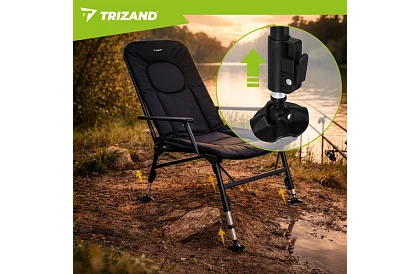 Rybářské skládací nastavitelné křeslo s područkami