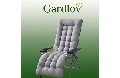 Prošívaný polštář na zahradní židle 173 × 50 × 5 cm – šedý