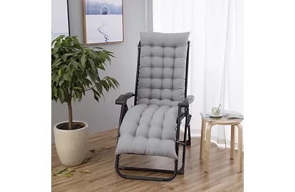 Prošívaný polštář na zahradní židle 173 × 50 × 5 cm – šedý