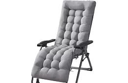 Prošívaný polštář na zahradní židle 173 × 50 × 5 cm – šedý