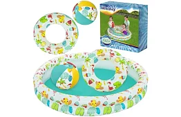 Nafukovací bazének 3v1 + kruh a míč – B51124