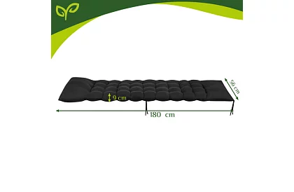 Prošívaný polštář na zahradní židle 180 × 56 × 9 cm – černý