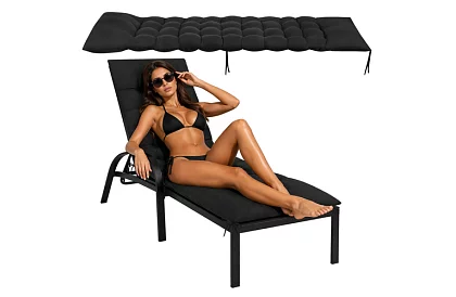 Prošívaný polštář na zahradní židle 180 × 56 × 9 cm – černý