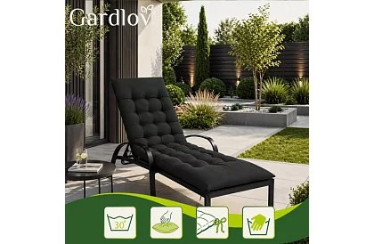 Prošívaný polštář na zahradní židle 180 × 56 × 9 cm – černý