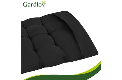 Prošívaný polštář na zahradní židle 180 × 56 × 9 cm – černý