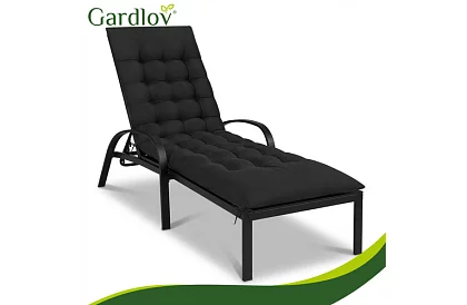 Prošívaný polštář na zahradní židle 180 × 56 × 9 cm – černý