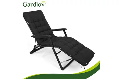 Prošívaný polštář na zahradní židle 180 × 56 × 9 cm – černý
