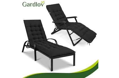 Prošívaný polštář na zahradní židle 180 × 56 × 9 cm – černý