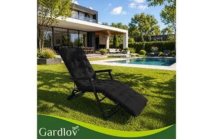 Prošívaný polštář na zahradní židle 180 × 56 × 9 cm – černý