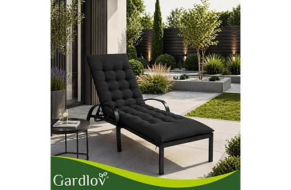 Prošívaný polštář na zahradní židle 180 × 56 × 9 cm – černý