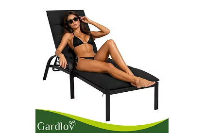 Prošívaný polštář na zahradní židle 180 × 56 × 9 cm – černý