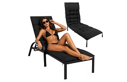 Prošívaný polštář na zahradní židle 180 × 56 × 9 cm – černý