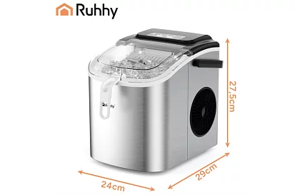 Výrobník ledových kostek 1,2 l – 12 kg / 24 h -  stříbrný