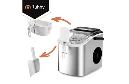 Výrobník ledových kostek 1,2 l – 12 kg / 24 h -  stříbrný