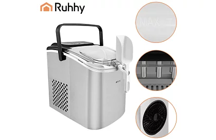 Výrobník ledových kostek 1,2 l – 12 kg / 24 h -  stříbrný