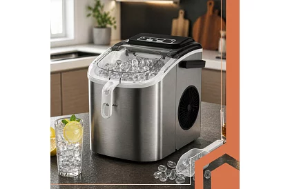 Výrobník ledových kostek 1,2 l – 12 kg / 24 h -  stříbrný