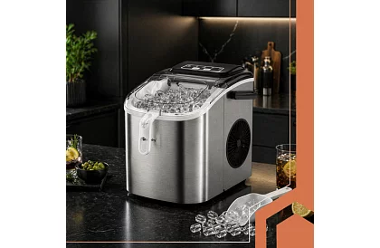 Výrobník ledových kostek 1,2 l – 12 kg / 24 h -  stříbrný