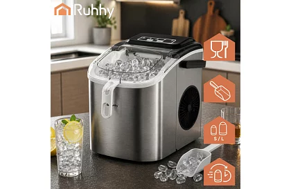 Výrobník ledových kostek 1,2 l – 12 kg / 24 h -  stříbrný