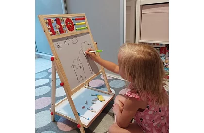 Oboustranná dřevěná tabule pro děti 6v1 + příslušenství