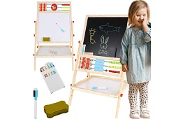 Oboustranná dřevěná tabule pro děti 6v1 + příslušenství