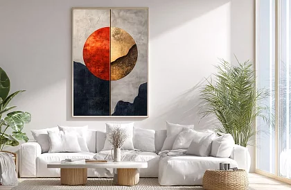 Zlaté spojení - obraz - Moderní geometrie s výrazným kruhem 21