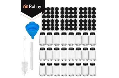 Sada 24 skleněných dóz na koření 120 ml + etikety