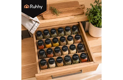Sada 24 skleněných dóz na koření 120 ml + etikety