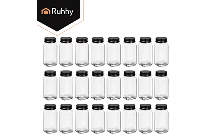 Sada 24 skleněných dóz na koření 120 ml + etikety