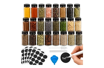 Sada 24 skleněných dóz na koření 120 ml + etikety