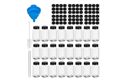 Sada 24 skleněných dóz na koření 120 ml + etikety